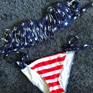 2-Piece American Flag Bikini - Medium